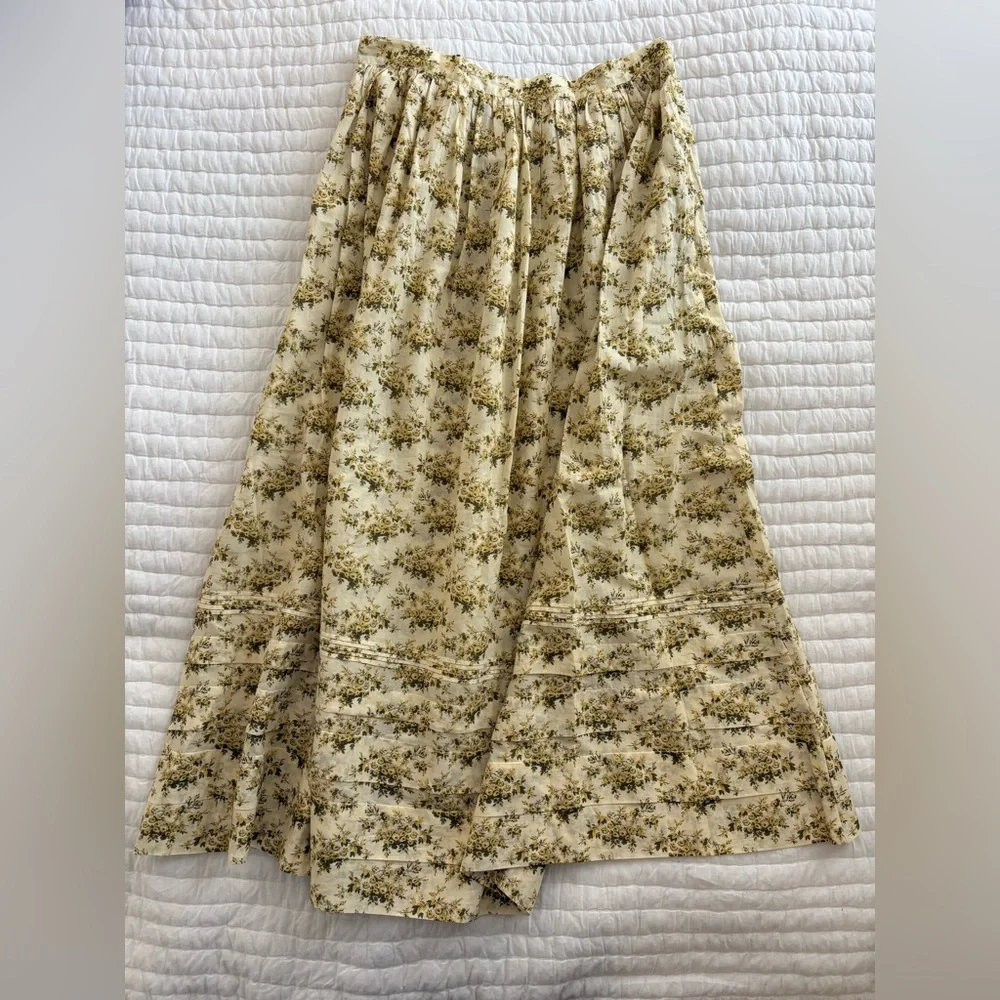 Doen Light Yellow Floral Midi Skirt - Picture 2 of 6